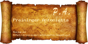 Preininger Antonietta névjegykártya